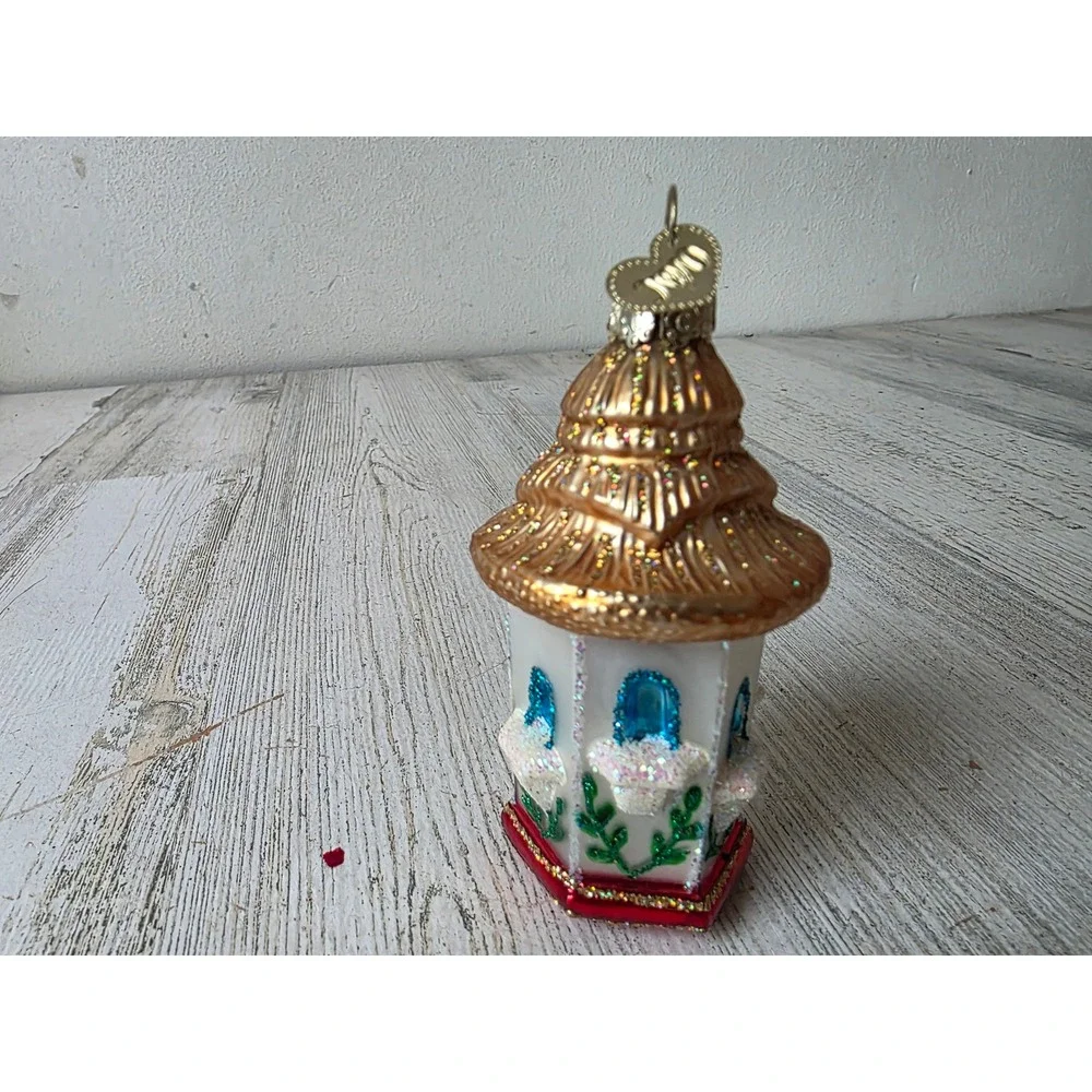 OWC old world birdhouse glass glitter ornament Xmas tree